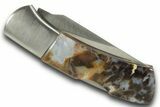 Pocket Knife with Petrified Wood Inlays #370828-1